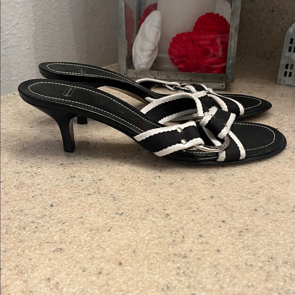 Coach Black and White Strappy Sandals - Picture 4 of 6